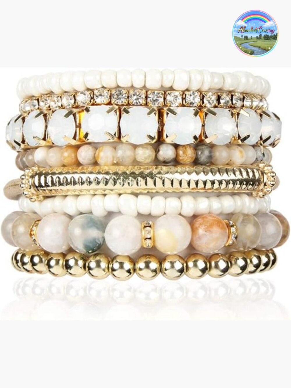 Stretch Beaded Stackable Bracelets - Layering Bead Strand Statement Wrap Bangles